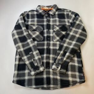 Realtree Shirt Jacket Mens Large Fleece Plaid Black Grey Grunge Workwear Skater